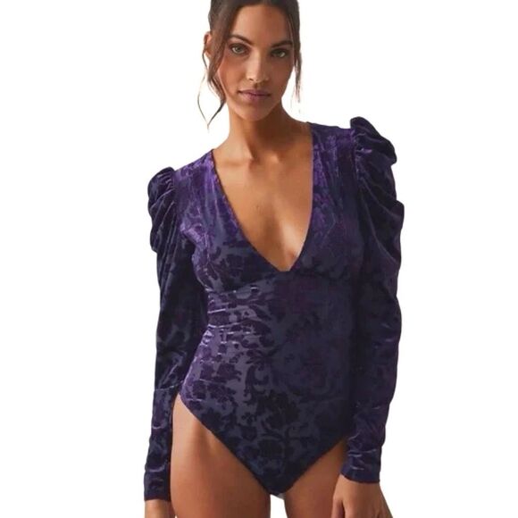 Free People | Intimately FP Magic Hour Velvet Bodysuit - Medium - Deep Sea Combo - Picture 1 of 9